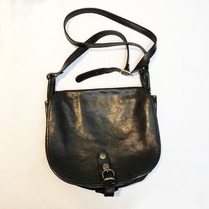 Black Genuine Leather Crossbody Vintage Bag